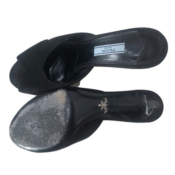 Prada Suede Slide Stiletto Heels, Size 7-7.5 - Picture 4 of 7